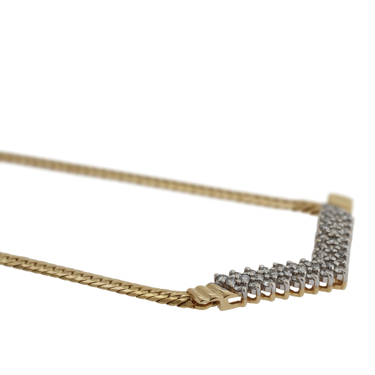 HALSBAND, 14k guld med 45 st diamanter, totalt ca 1,50 ct, 8,3 gram.