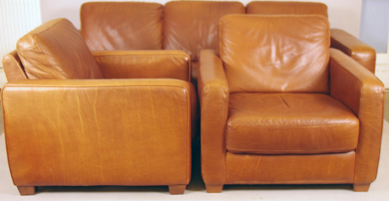 SOFAGRUPPE, "Natuzzi", brunt læder.