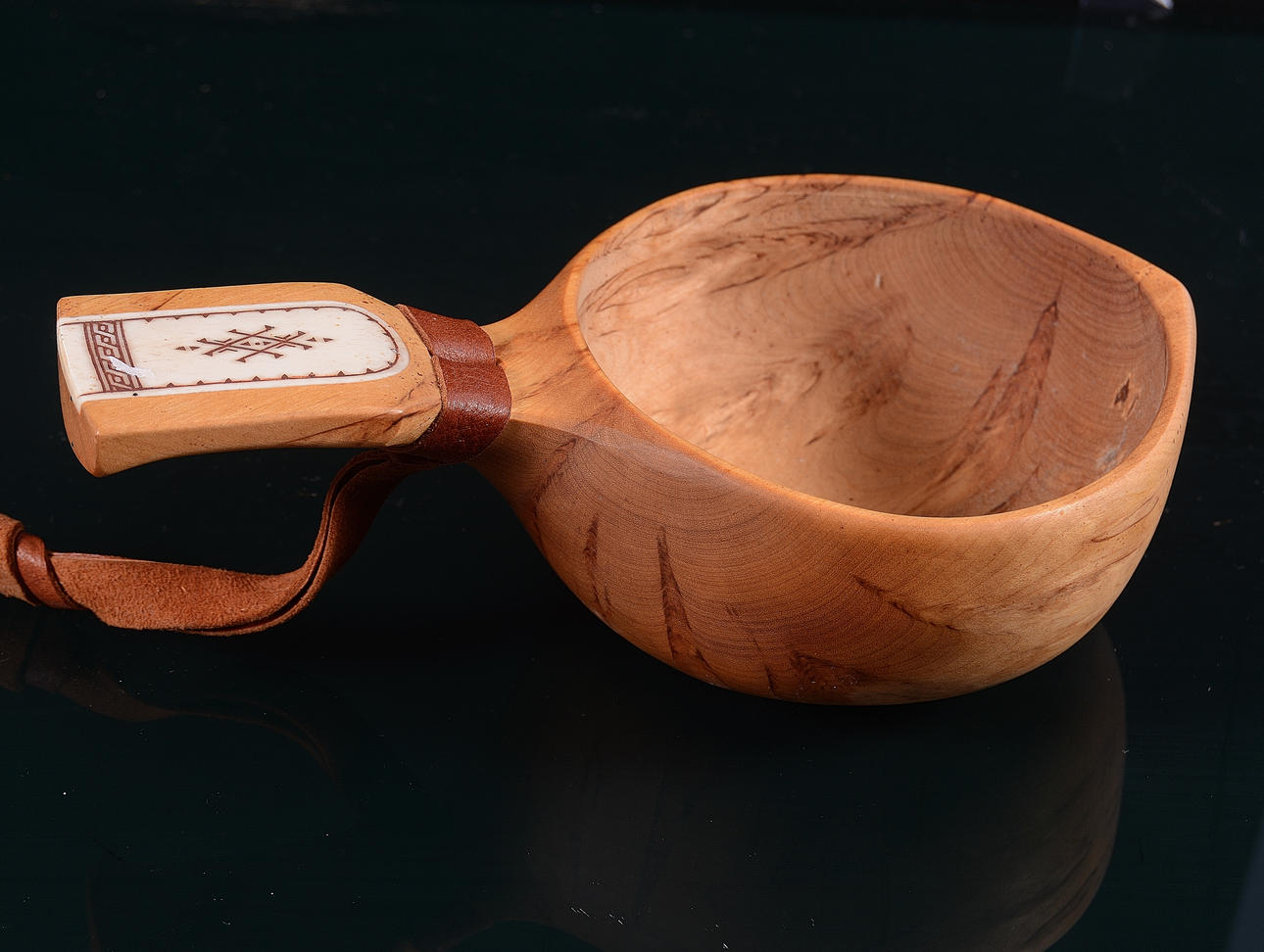 KÅSA, wood with bone inlay, marked Shot.