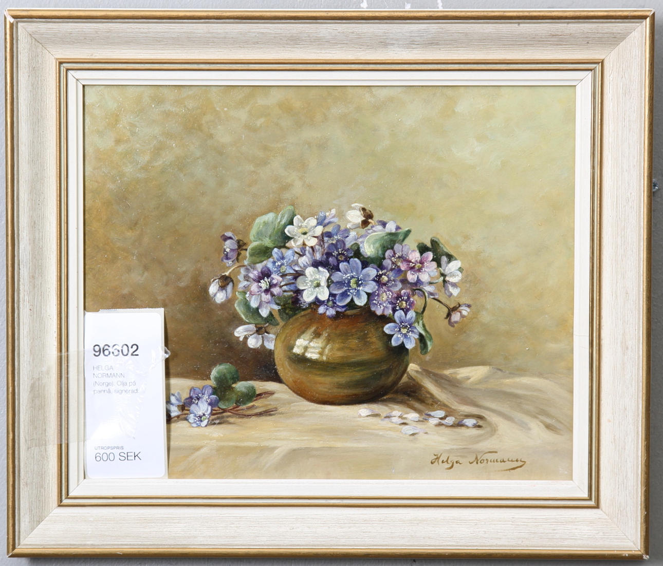 HELGA NORMANN (Norge). Olja på pannå, signerad.