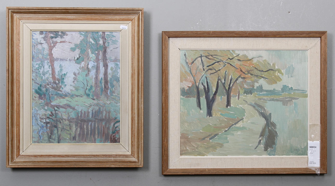 BIRGER STRÅÅT, olja på pannå, 2 st, signerade.