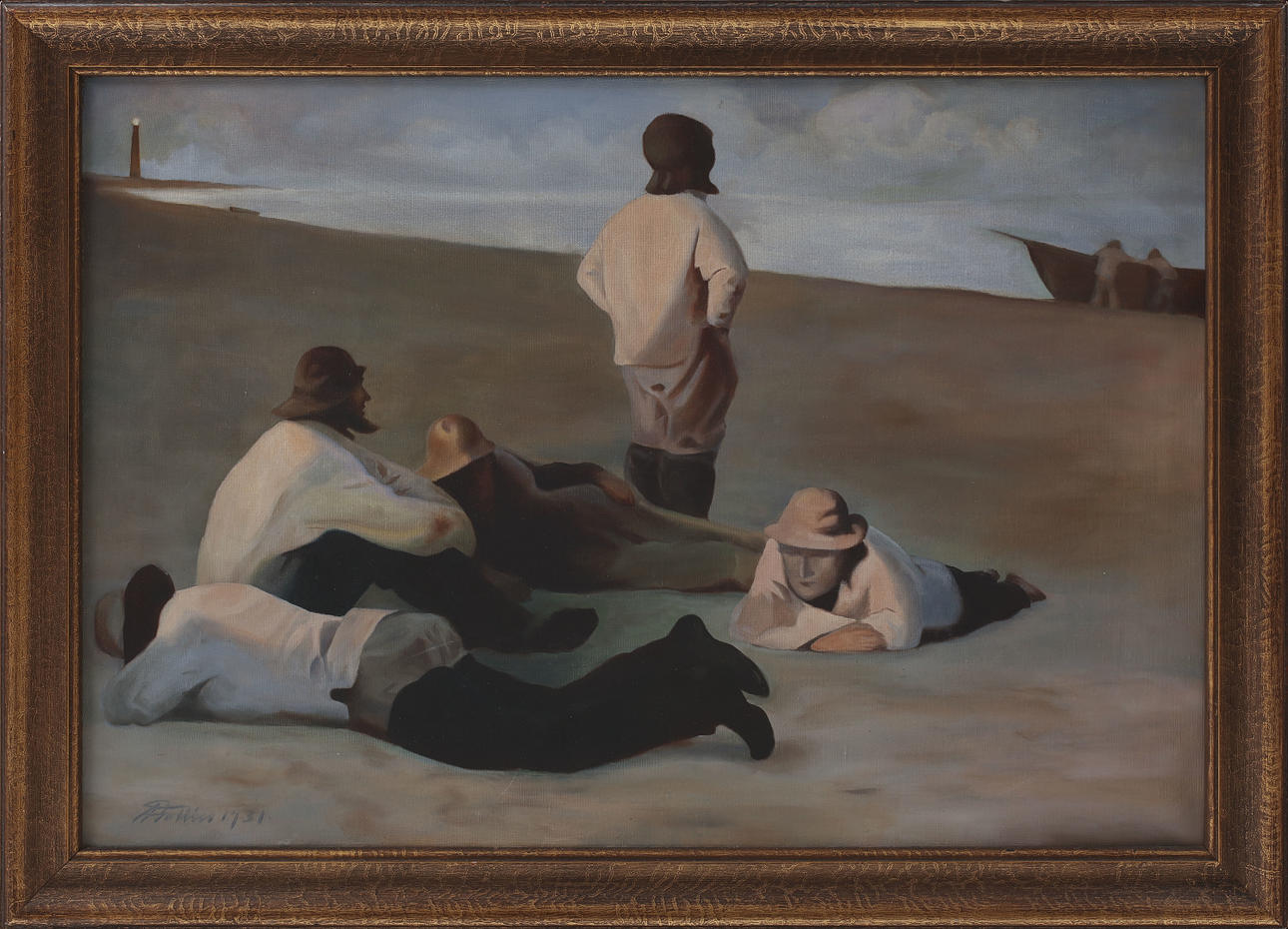 OIDENTIFIERAD KONSTNÄR. nach "Sommerabend am Strand von Skagen", Peter Severin Kroyer, Öl auf Leinwand, signiert Follin? Datiert 1931.