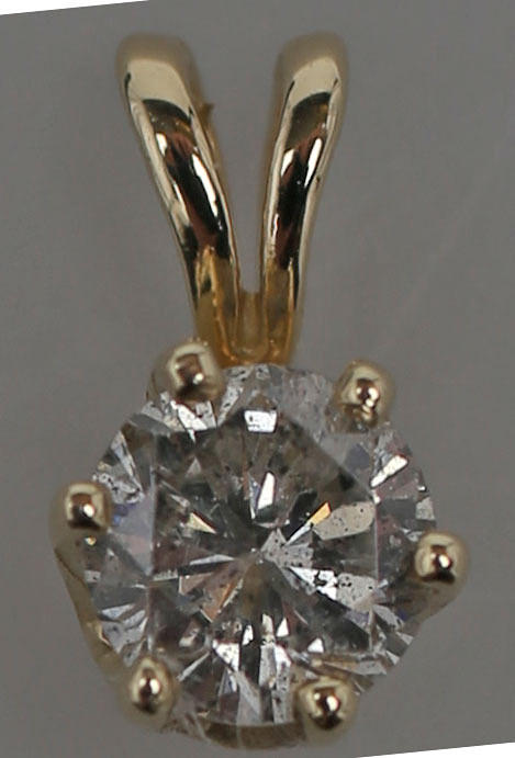 ENSTENSHÄNGE, ca 0,35 ct, rödguld, 14K.