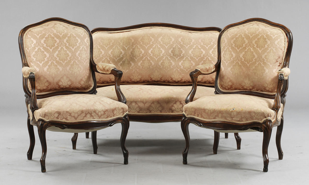 SALONGSGRUPP, 3 delar, troligen Frankrike, provins, 1700-talets andra hälft.