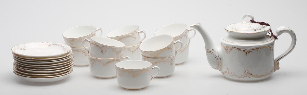 TESERVIS, 12 delar, rokokostil, Rörstrand, 1800/1900-tal.