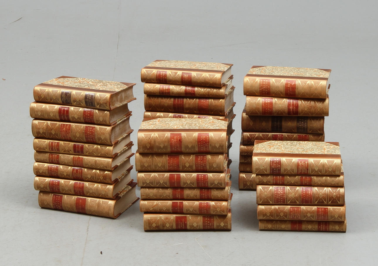 BÖCKER, 35 vol, August Strindbergs samlade verk, Albert Bonniers Förlag, omkring 1920.