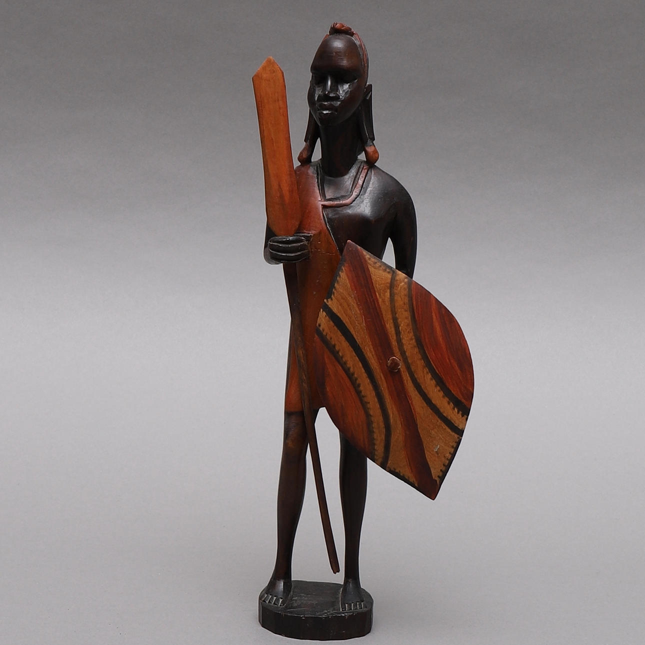 SKULPTUR, trä, masaikrigare.