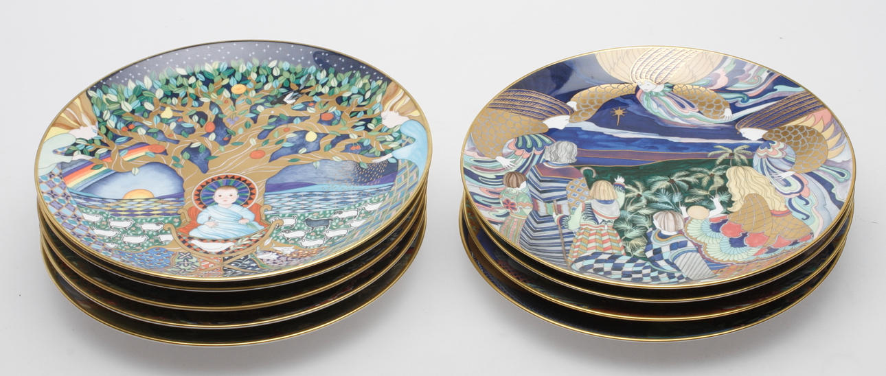 TALLRIKAR, 9st, 'Julpoesi' ,Jacqueline Lynd, Rörstrand.