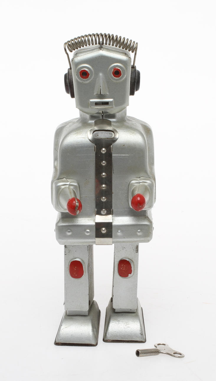 ROBOT STRENCO "ST 1", plåt , GERMANY 1950 -tal. Urverk.