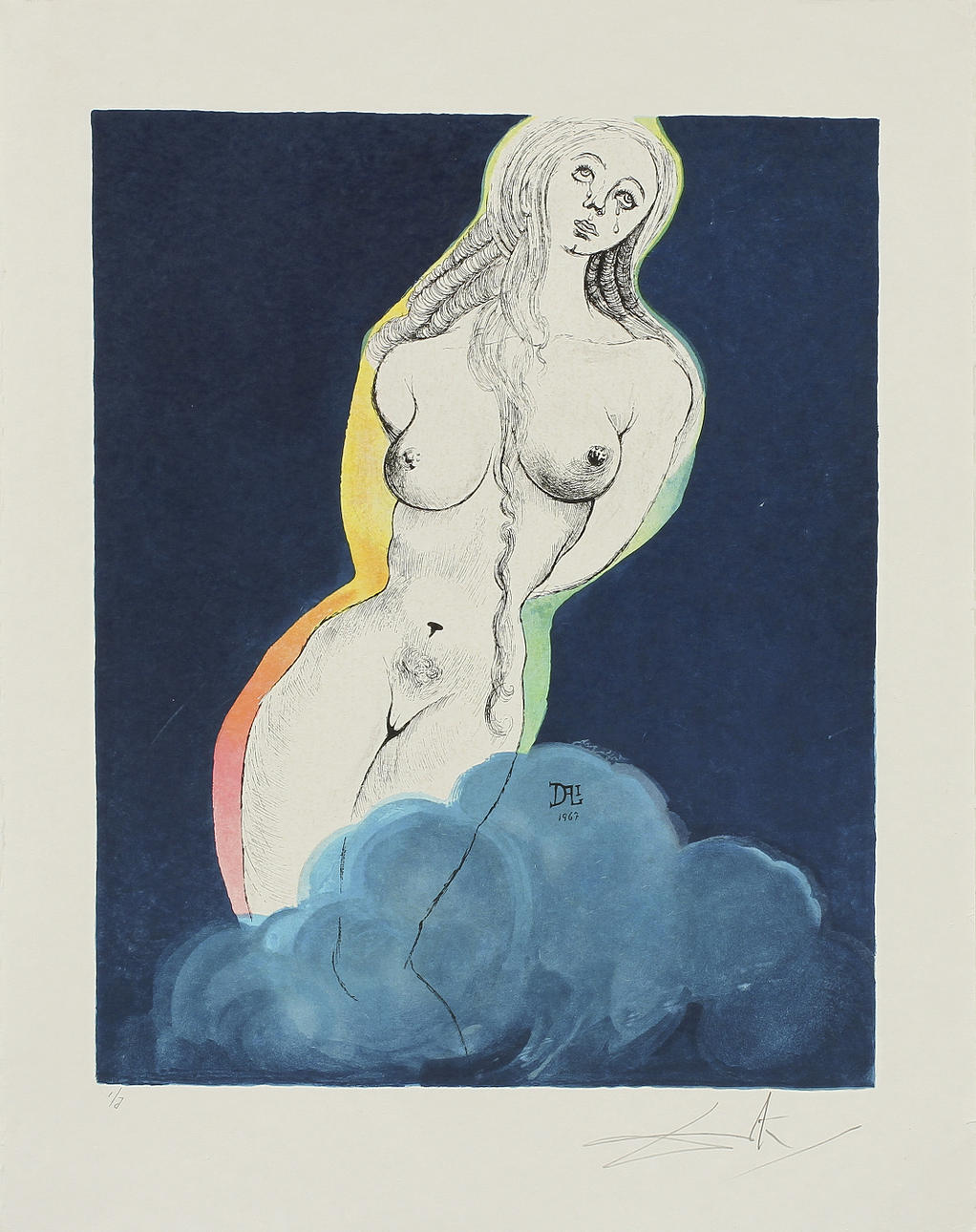 SALVADOR DALI. Färglitografi. Signerad och nr 1/J.