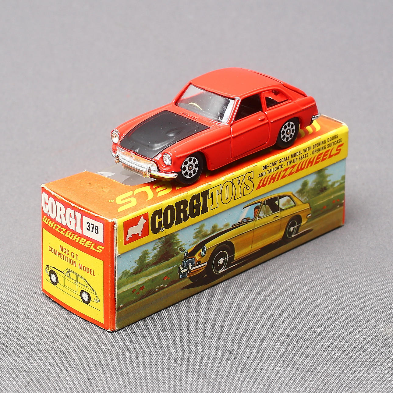 CORGI. toy car, 378, MGC GT Competition Model, Whizzwheels. Toys
