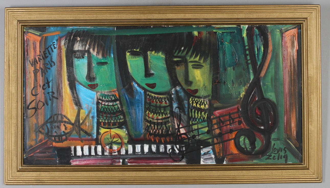 LOUIS ZELIG. "Variette Paris c´et Soir", olja på duk, signerad.