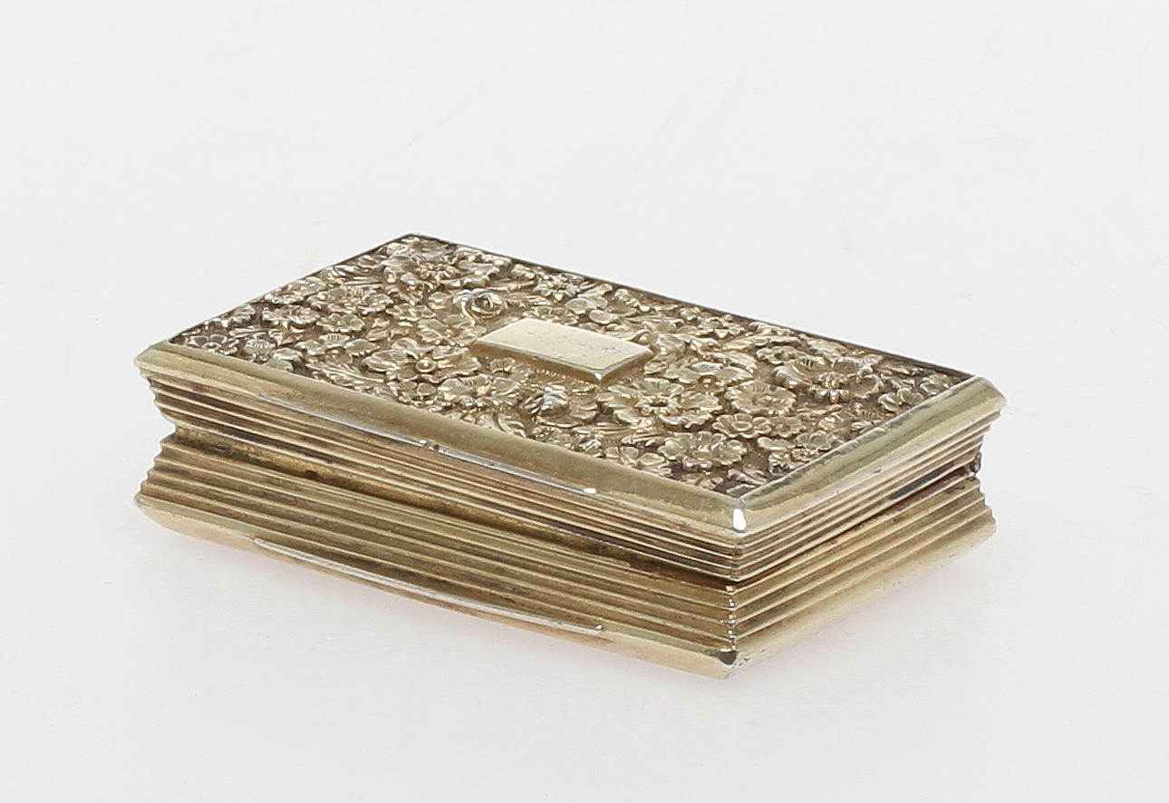 VINAIGRETTE, förgyllt silver, troligen Thomas Shaw Birmingham England 1825.