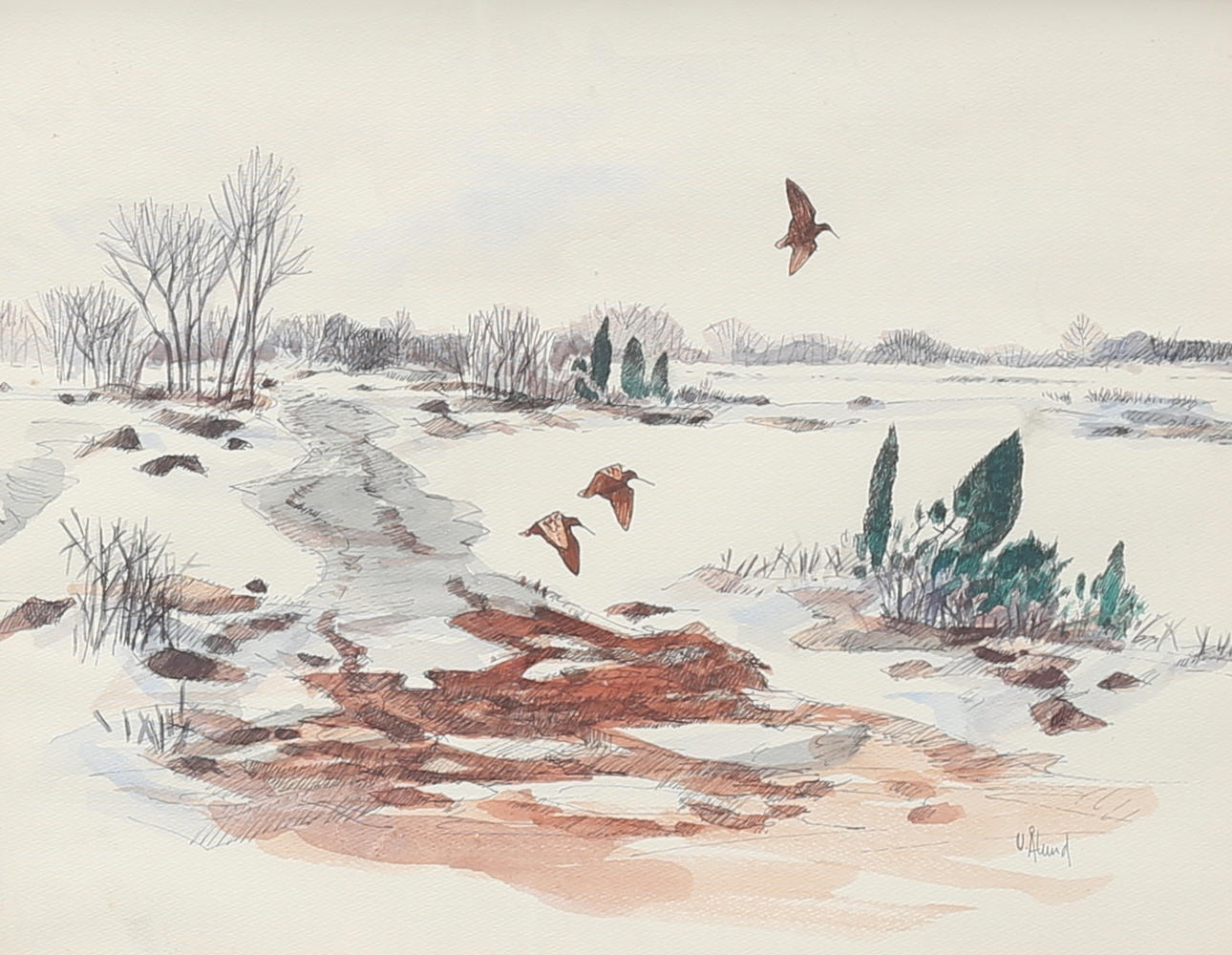 ULF ÅLUND. Akvarell, signerad.