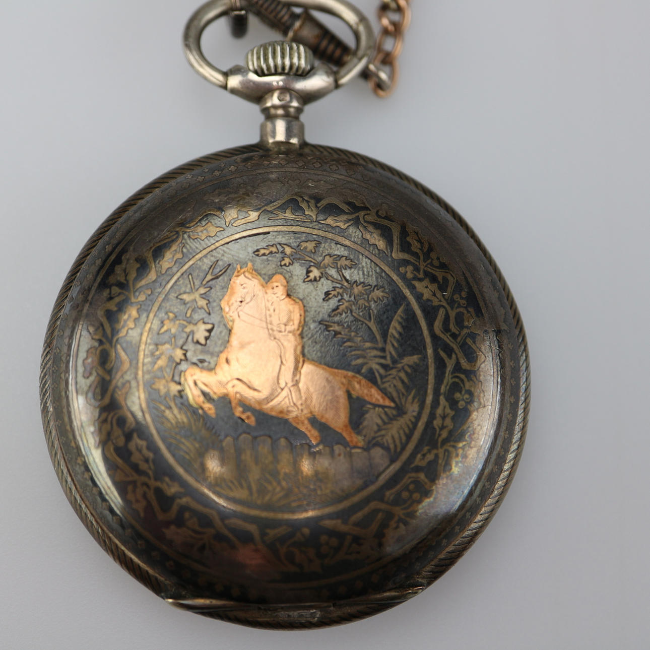 SILBERNE TASCHENUHR MIT BREGUET WERK.