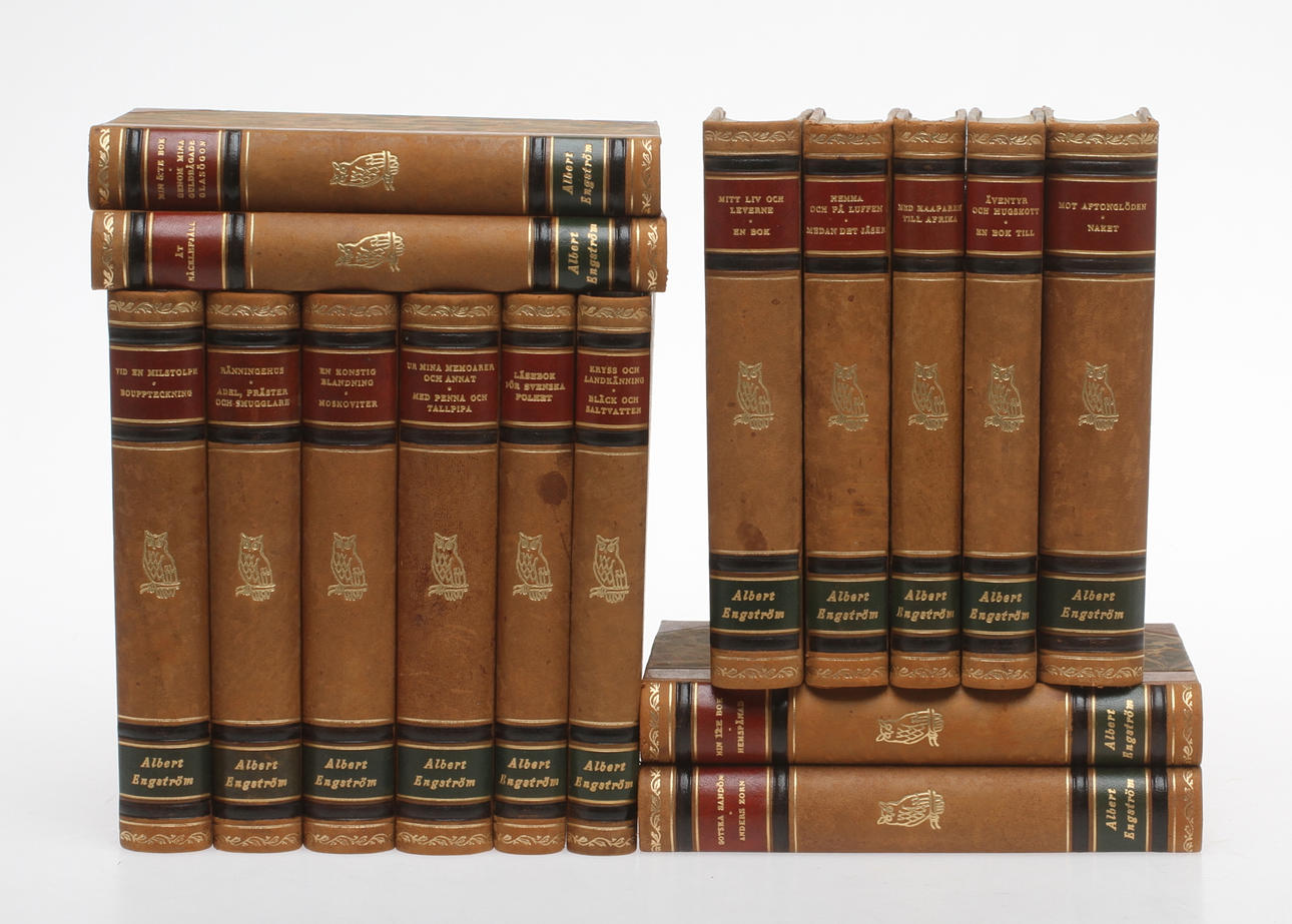 BÖCKER, Albert Engström samlade skrifter,15 volymer, 1900-talets mitt.