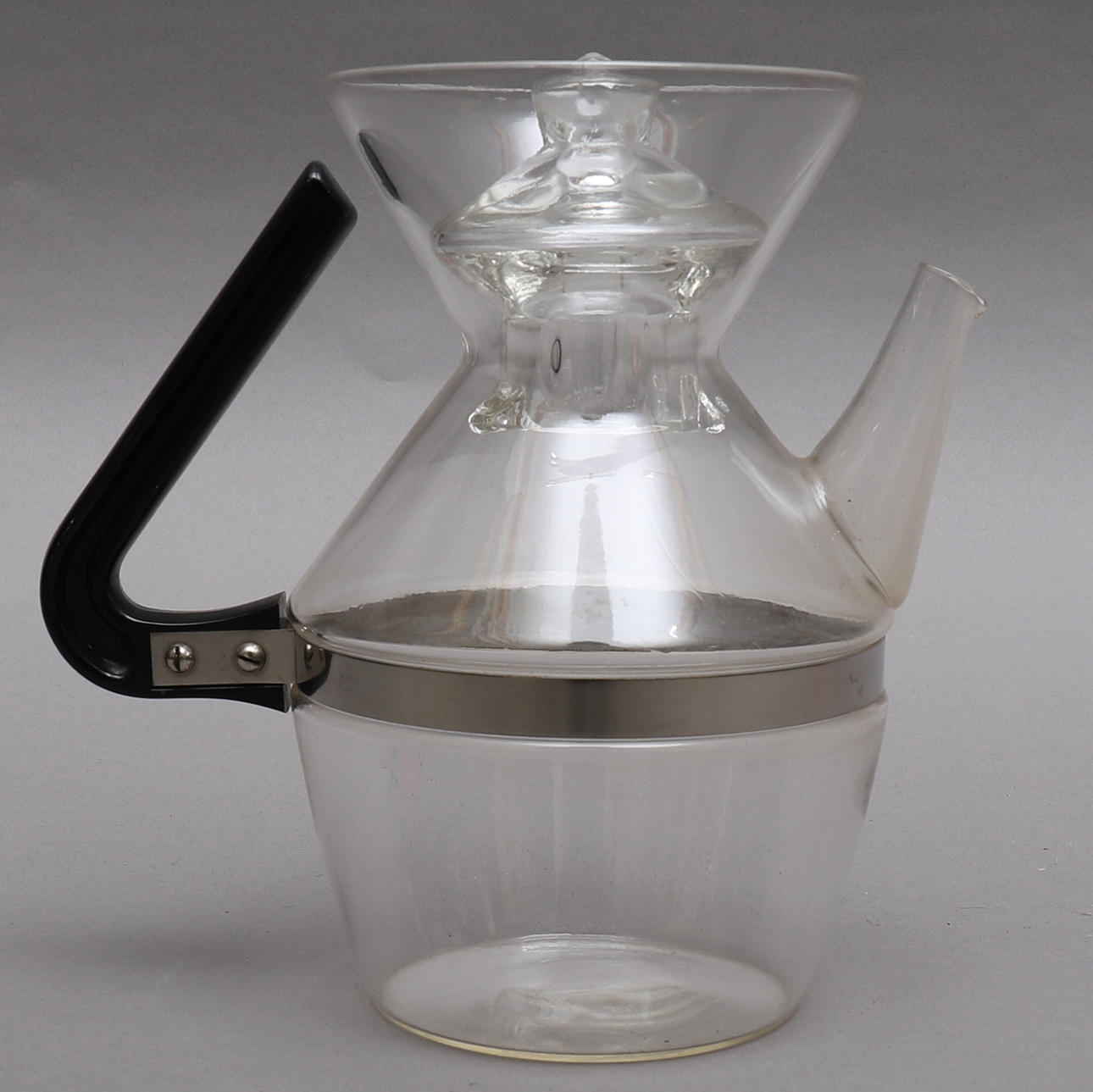 KAFFEEKANNE, Glas, Filter, Nife, Mitte 1900.