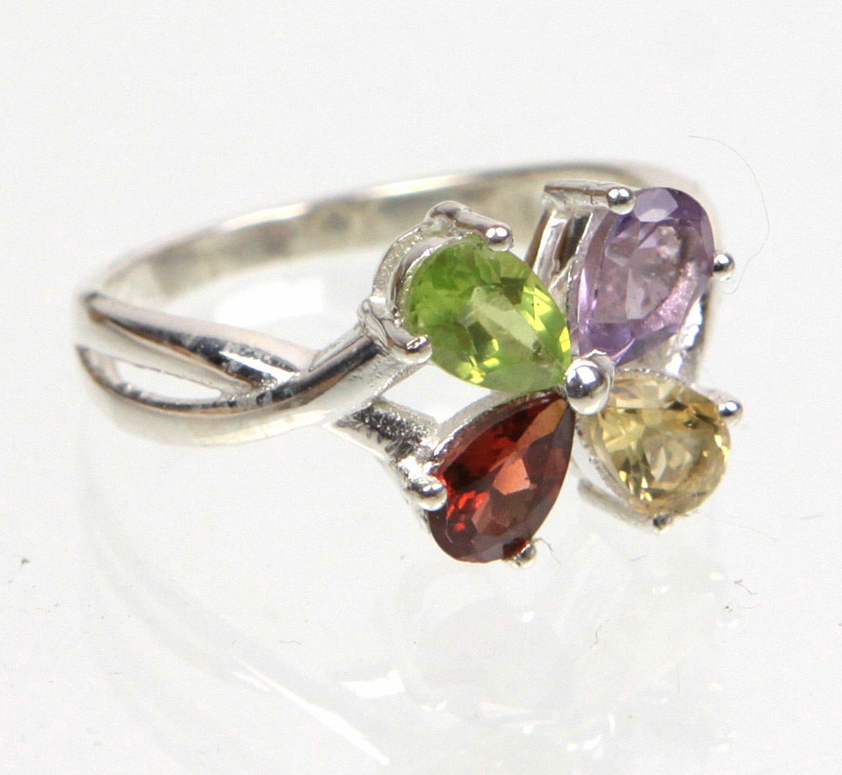 MULTICOLOR EDELSTEIN RING, Silber 925.