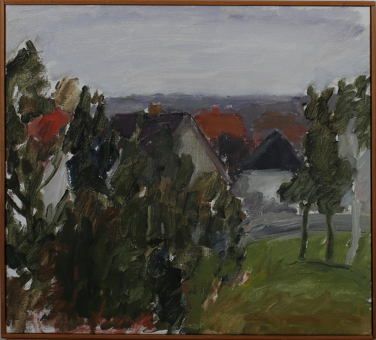 BENTE BJEEREGAARD. Från Genarp. Olja på duk. Signed a tergo.