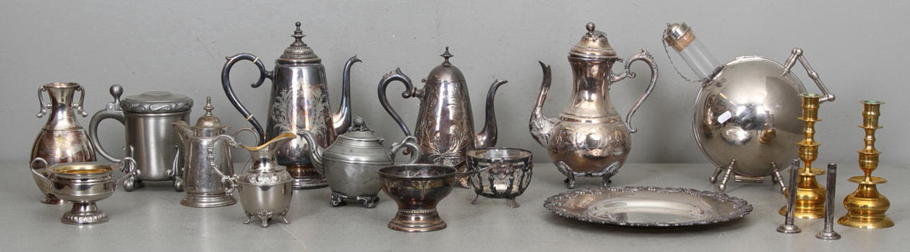 METALLFÖREMÅL,17 delar, 1800-1900-tal.