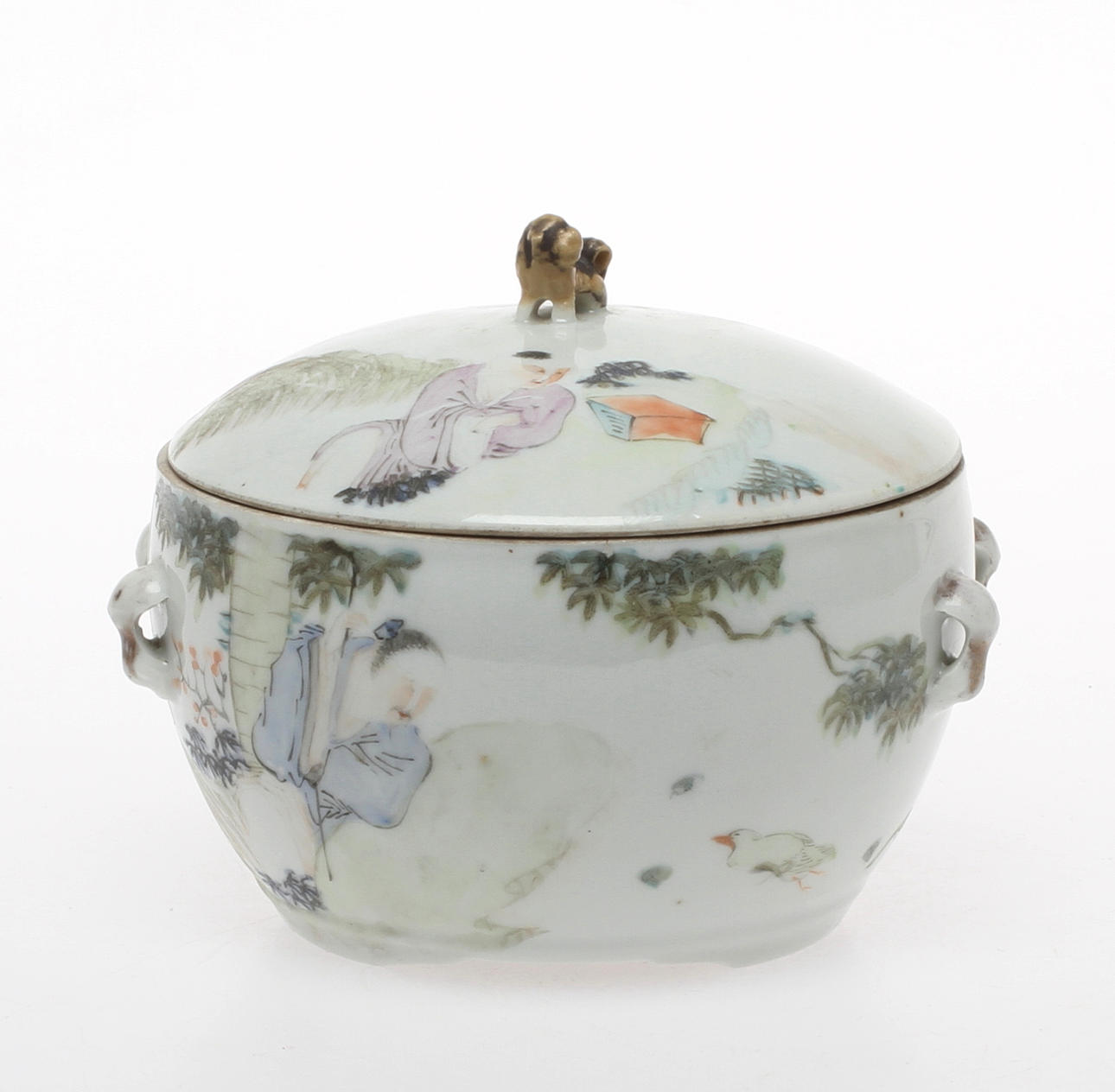 SKÅL med lock, porslin, Kina.