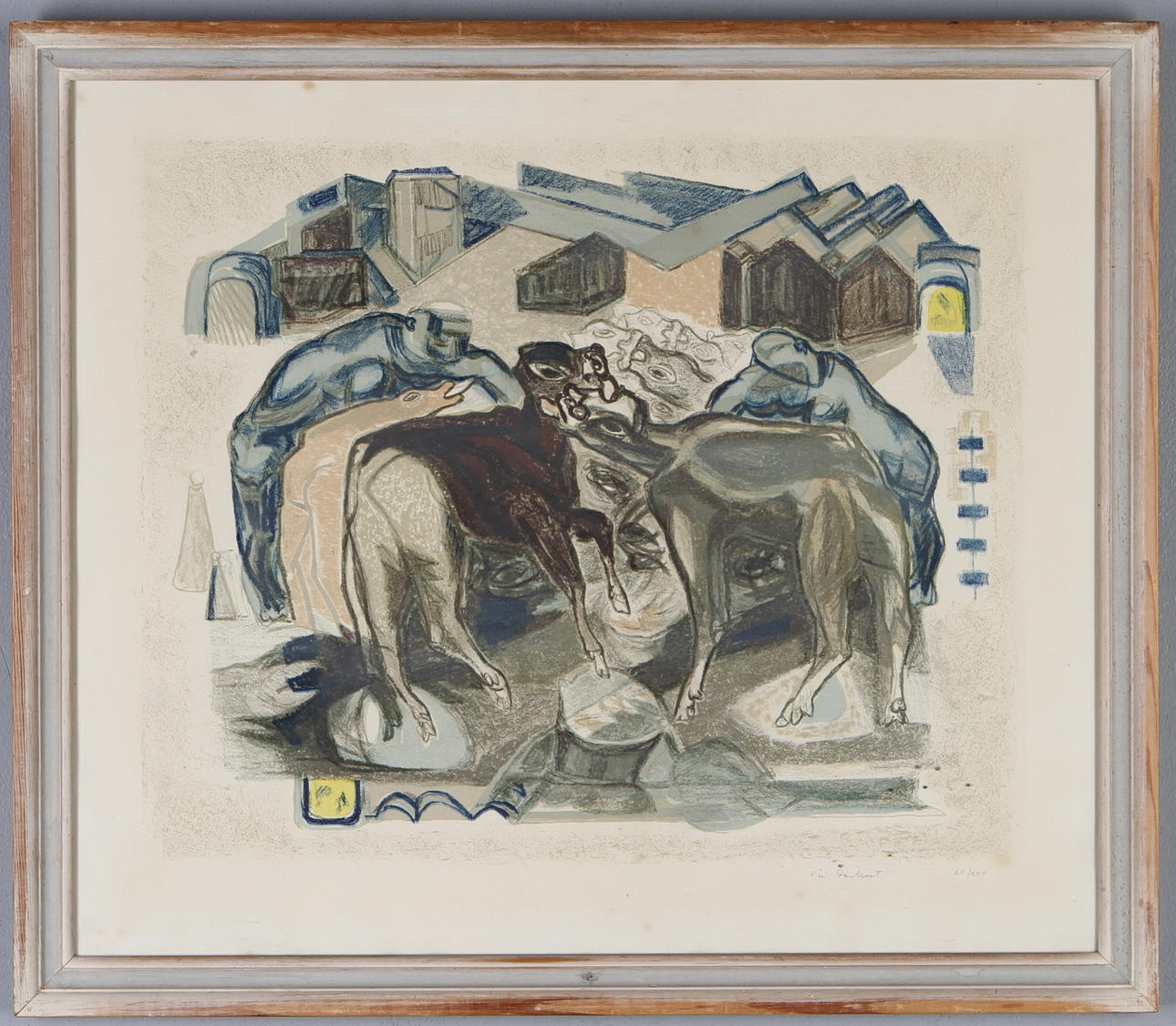 SIRI DERKERT. Komposition med kor, färglitografi, signerad och numrerad 60/250.