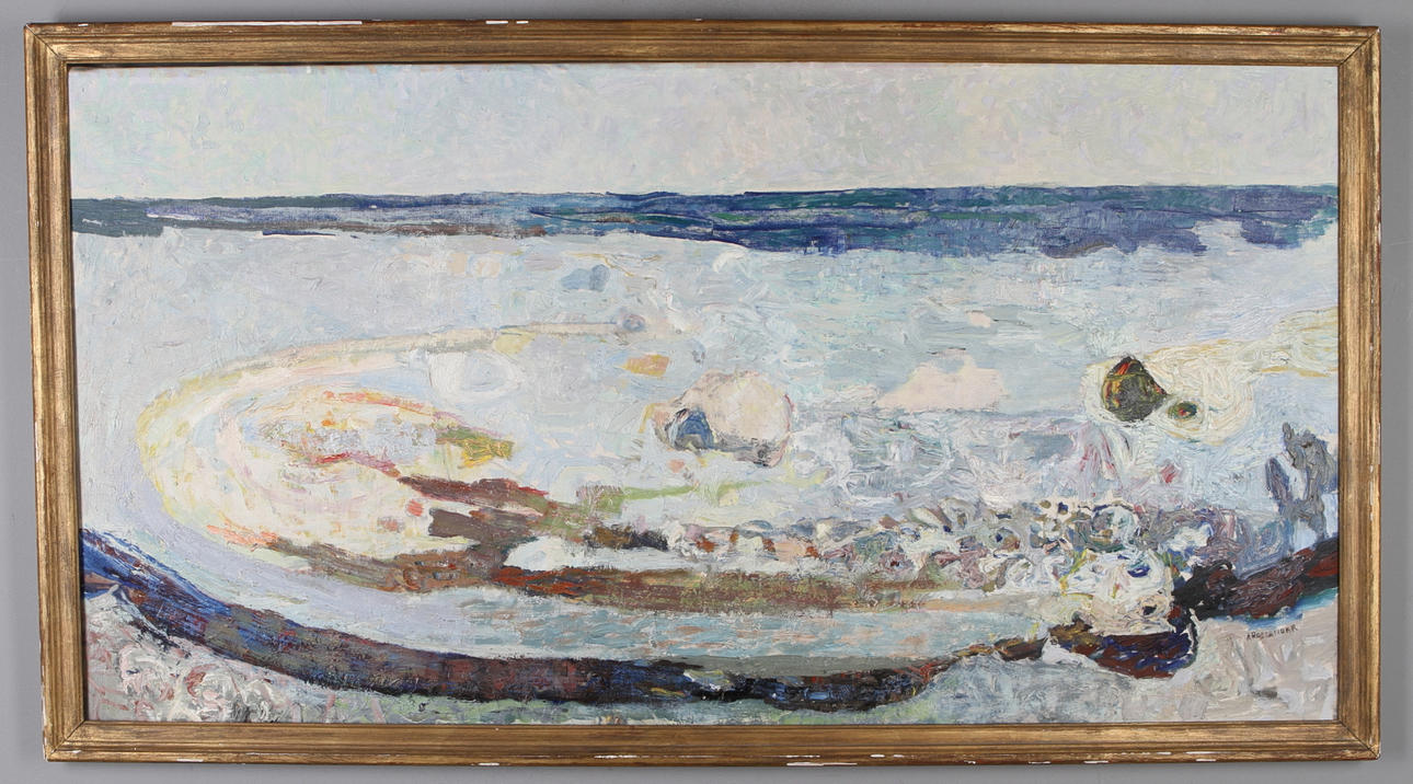 ARMAND ROSANDER. "Badstrand Öland", olja på duk, signerad.