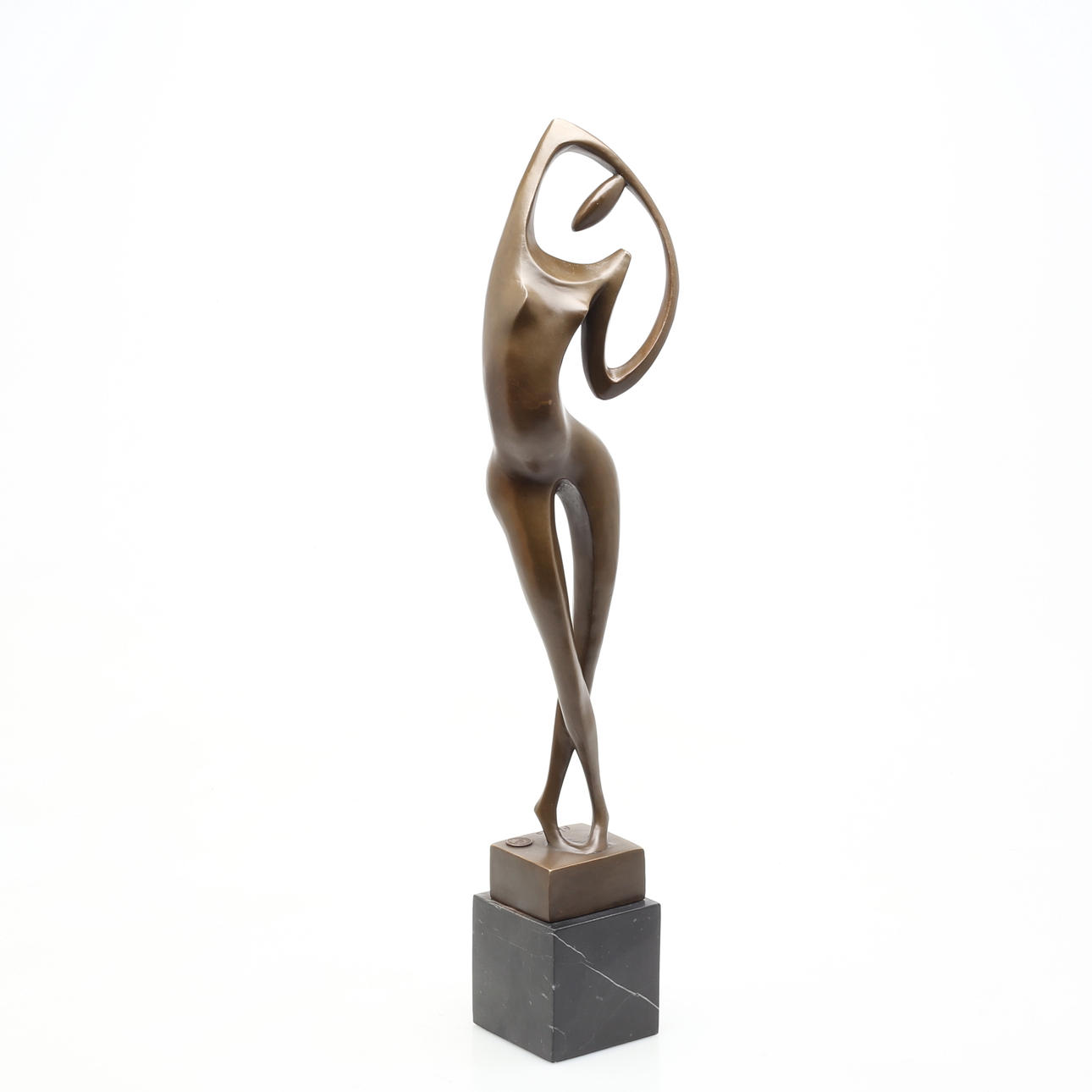 AFTER MAX MILO. Standing woman, bronze, signed Milo.