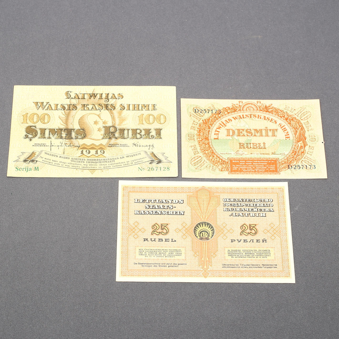 SETELIT, 3 kpl, Latvian rupla, 1919.