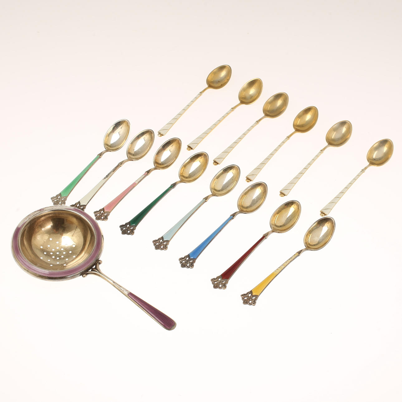 COFFEE SPOONS, 14 pieces, enamel. TESIL. silver.