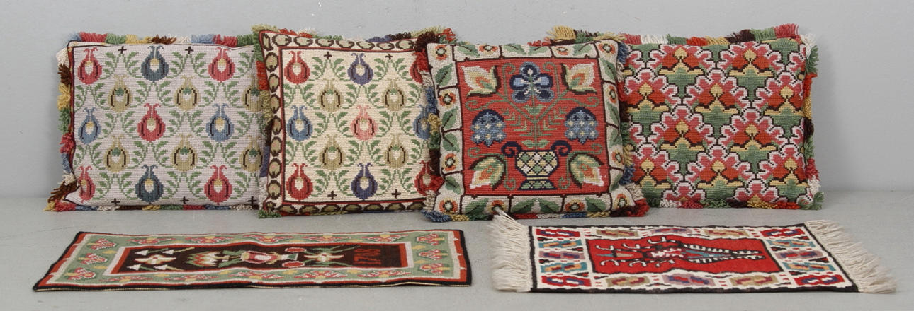 TEXTIL, 6 delar, allmoge, 1900-tal.