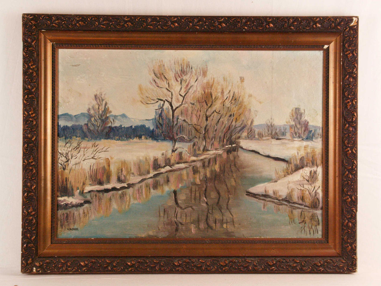 W. KLINGER. Winterlandschaft, Öl auf Leinwand.