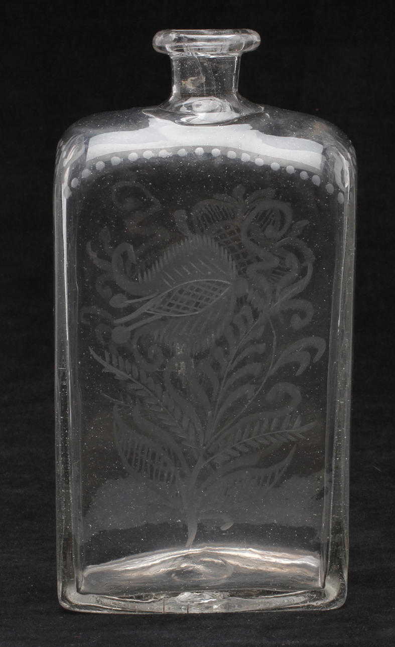 BRÄNNVINSFLASKA, glas, sannolikt Cedersbergs glasbruk, 1800-tal.