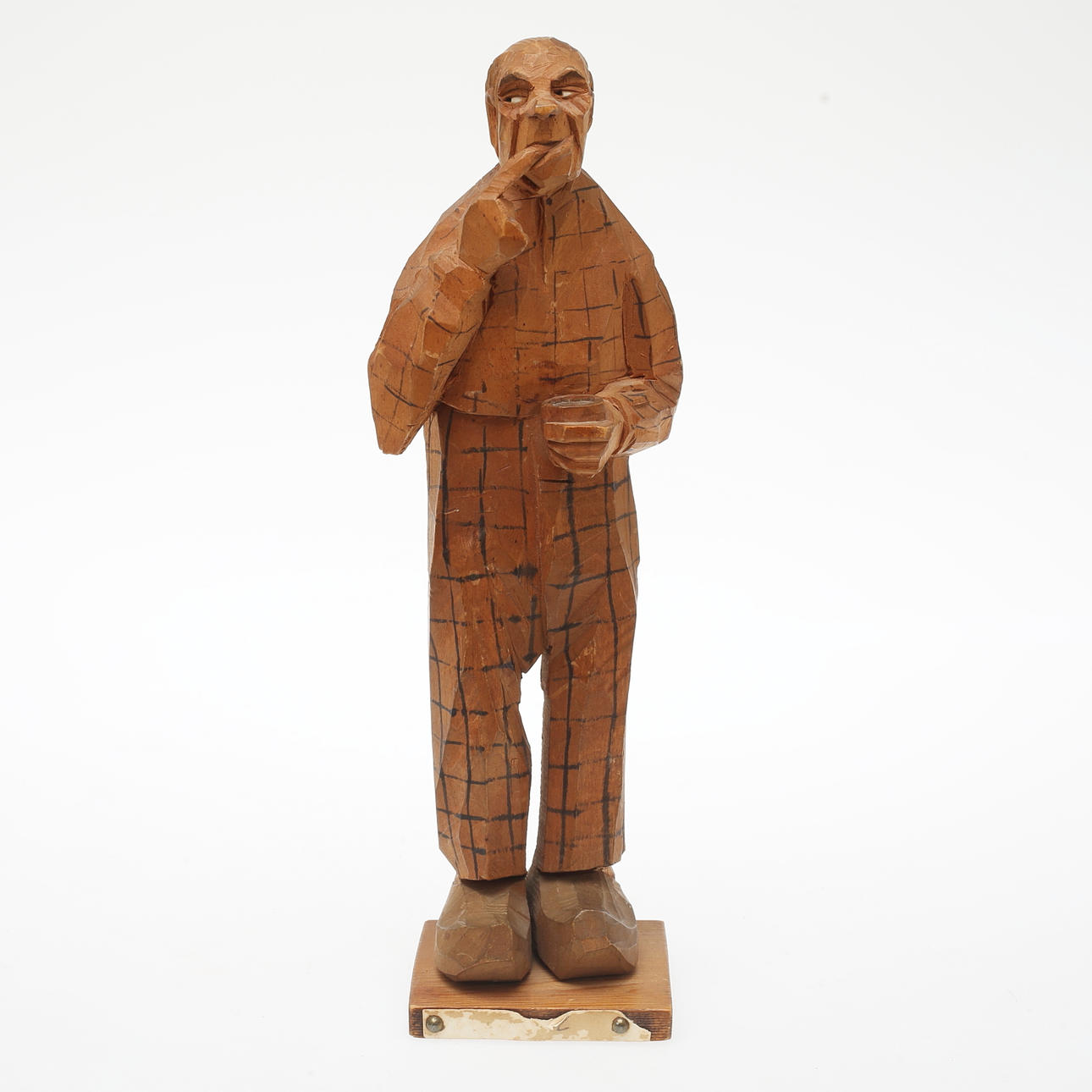 CARL JOHAN TRYGG. Sculpture, carved wood, old man, signed and dated 1918.