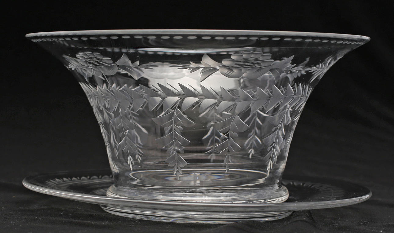 PRAKTSKÅL MED FAT, glas, 1900-talets första hälft.