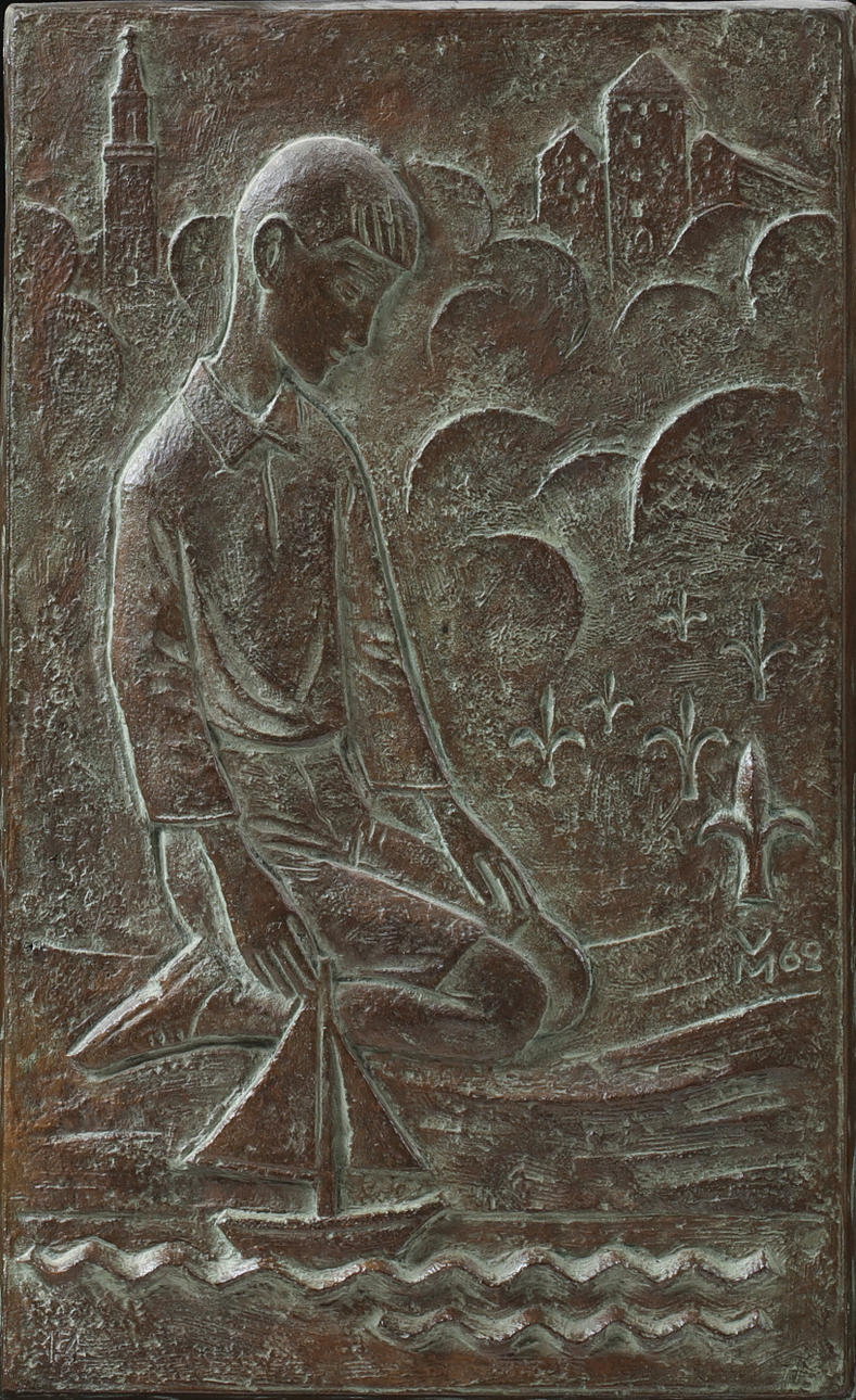 VILJO MÄKINEN. Wall relief, bronze, monogram signed VM 62.