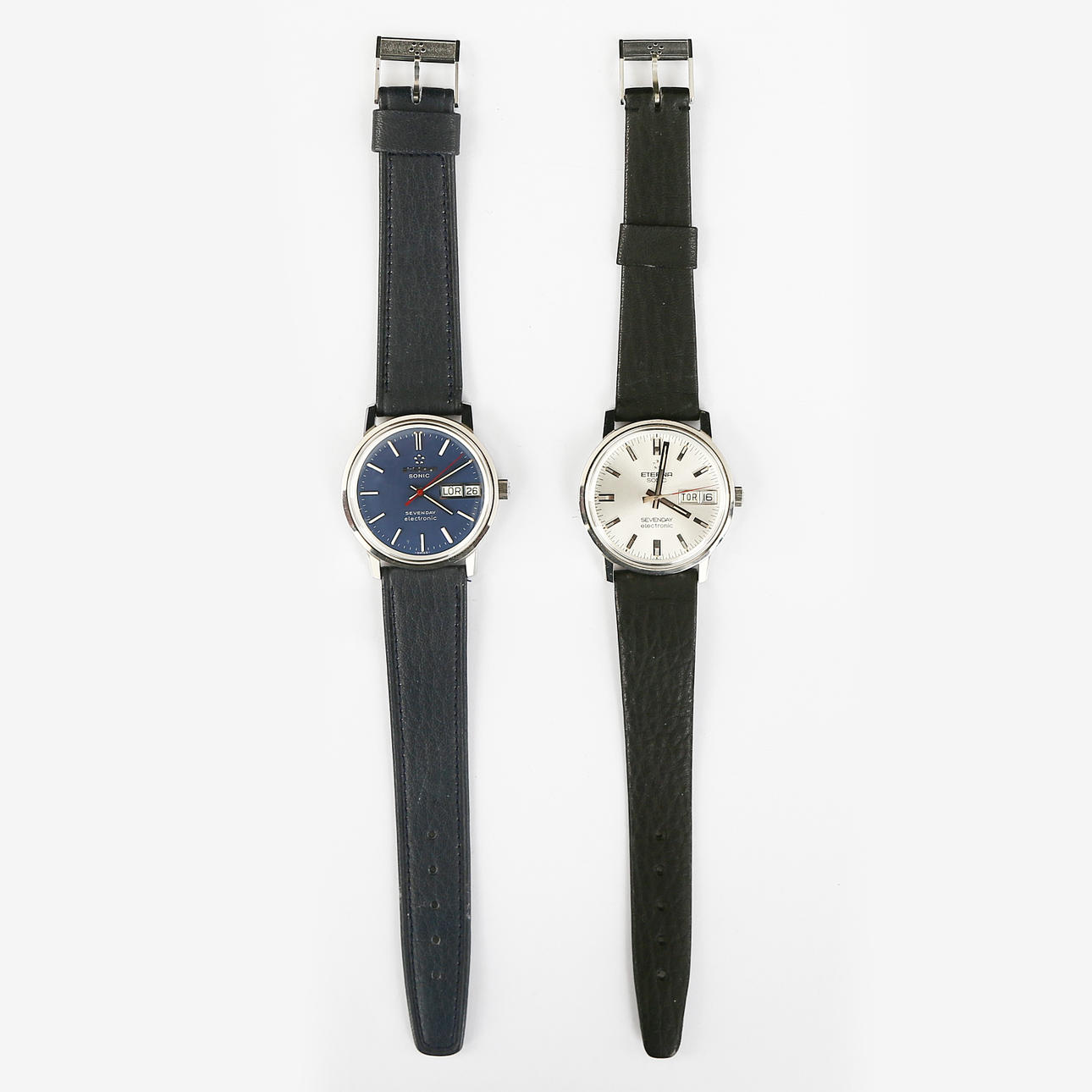 ARMBANDSUR 2 pcs, steel, Eterna, with boxes, 1900s.