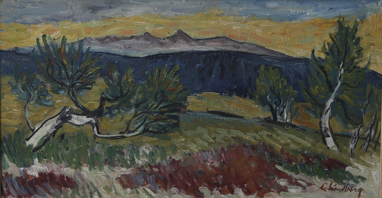 GUNNAR LINDBERG. Oil on Board, signed.