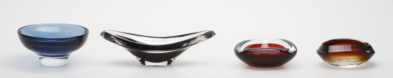 SKÅLAR, 4 st, glas, Mona Morales-Schildt samt Vicke Lindstrand, Kosta.