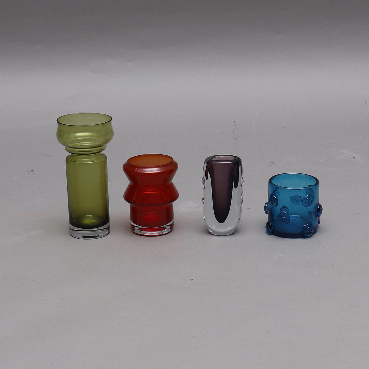 VASES, 4 pcs, i.a. Riihimäen lasi.