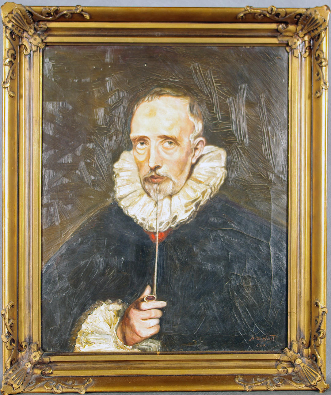 SVEN H. PALMQUIST. mansporträtt, olja på duk, kopia efter van Dyck.