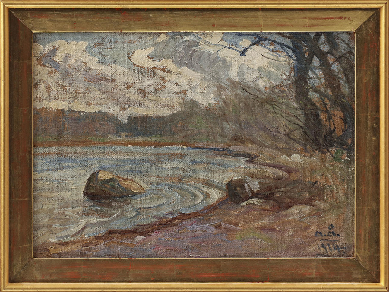 ACKE ÅSLUND. landscape, oil on canvas mounted on cardboard, monogram ...