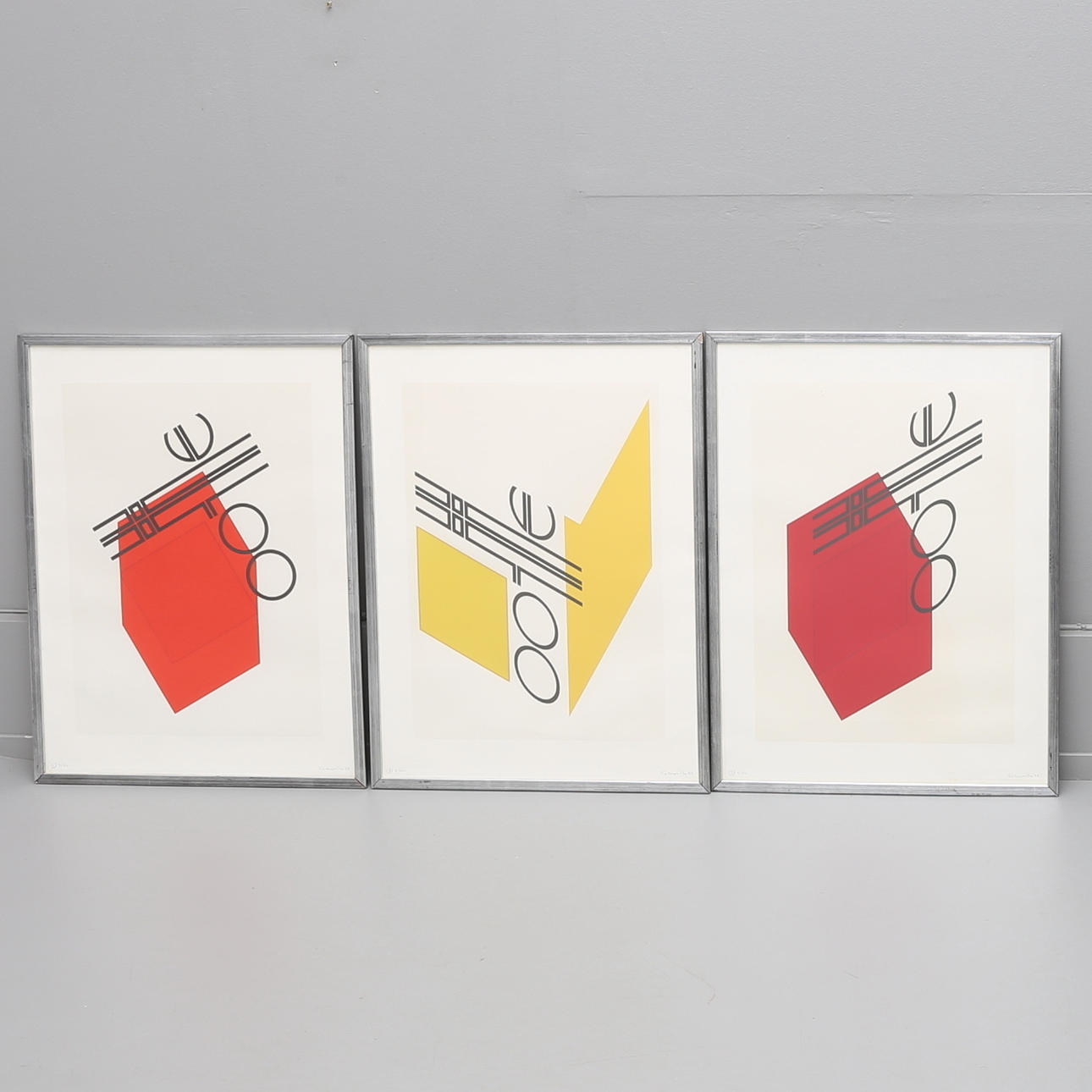 OLE SCHWALBE, color lithographs, 3 pcs. (triptych) 3/50, signed 77.