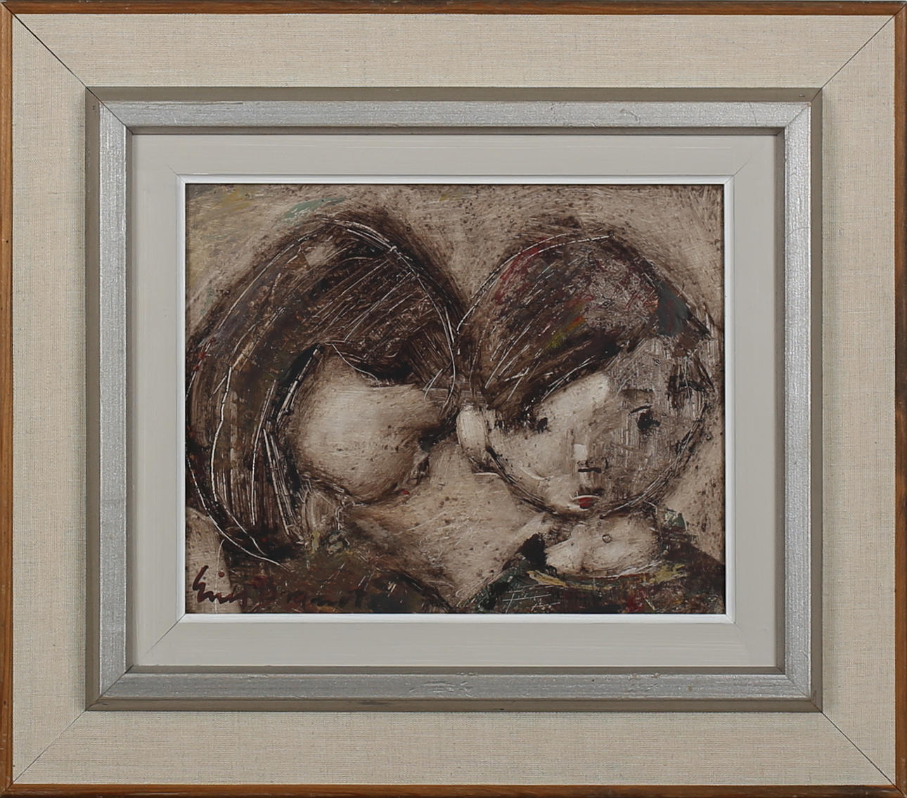 ERIK BRANDT. Barnansikte. Olja på pannå. Signerad.