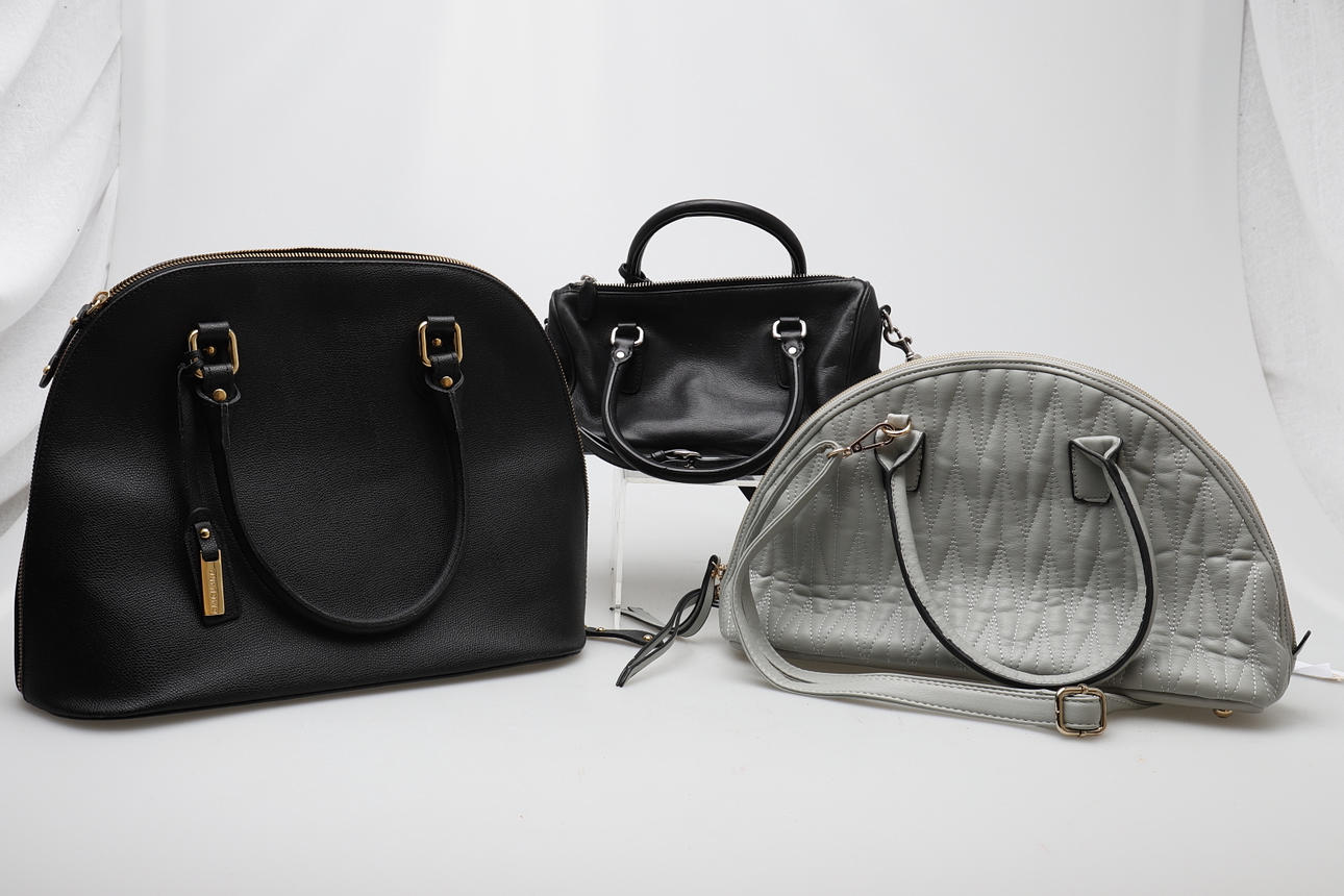 THREE HANDBAGS.