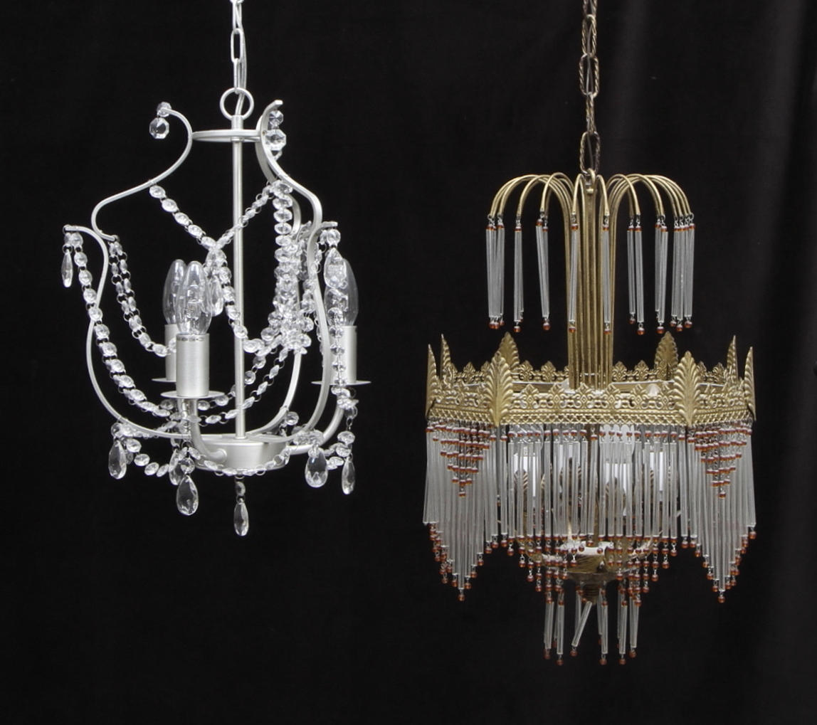 TAKLAMPOR med prismor 2 st. 1900-talets slut.