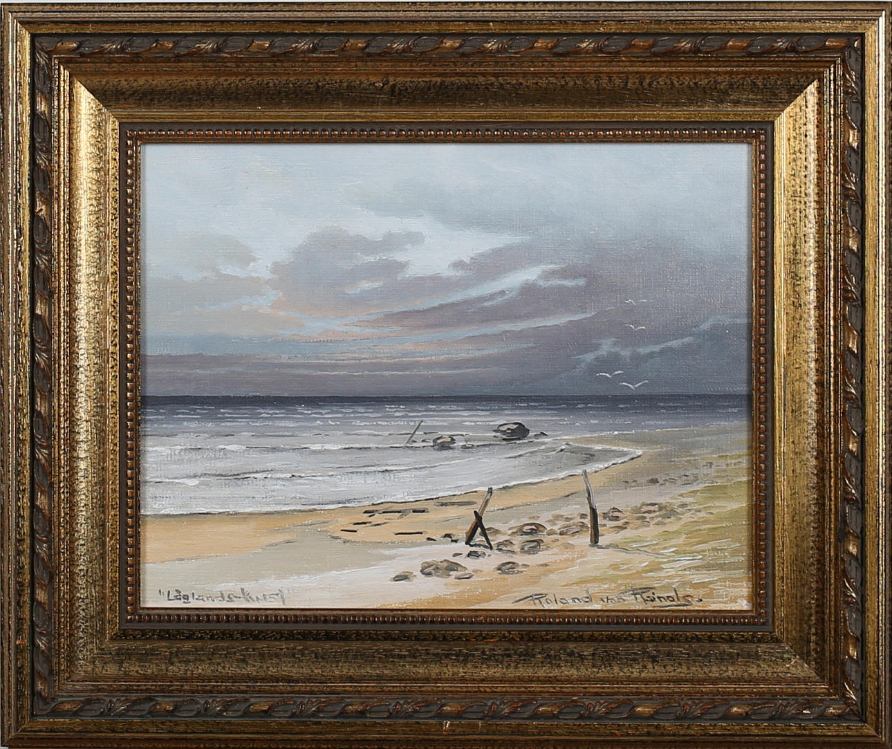 ROLAND VAN RAINALS. "Låglands-kust". Olja på duk. Signerad.