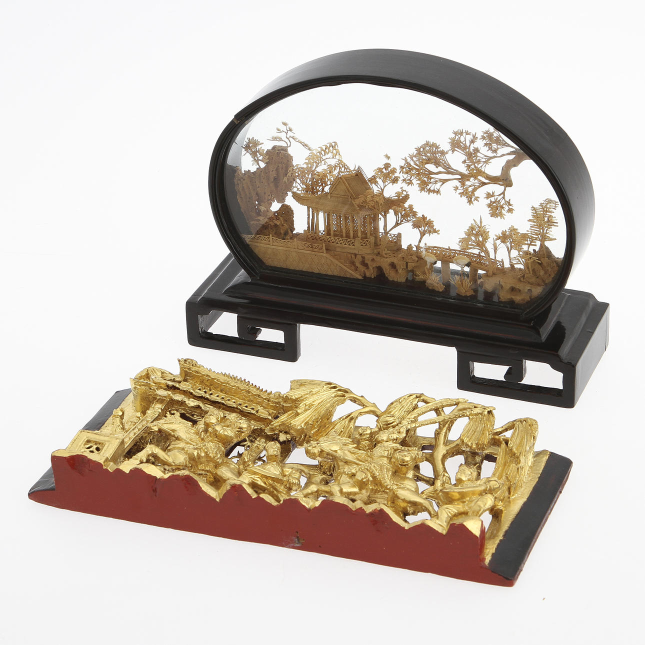 DIORAMA och TRÄRELIEF, Kina. 1900-tal.