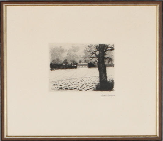 LOUIS SPARRE. Stallet Grensholm, torrnålsgravyr, signerad samt dat 45 i plåt.