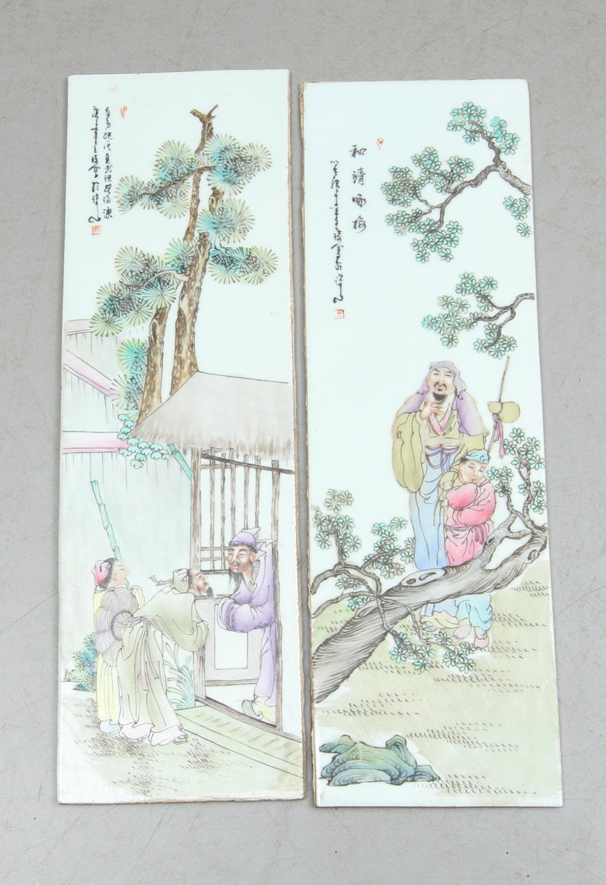 VÄGGFÄLT, 2 st, porslin, Kina.